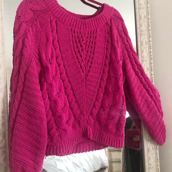 hot pink chenille sweater